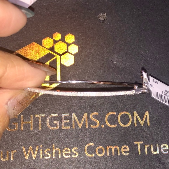 10k white gold vermeil REAL DIAMOND bangle not CZ not moissanite best gift Sale - Picture 11 of 17